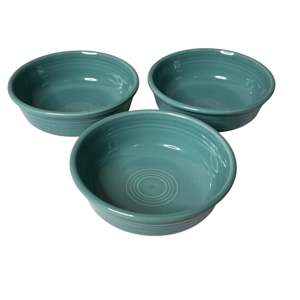 Fiestaware Bowls Turquoise Set Of 3 Cereal Dessert Bowl HLCo 6 Inches Post 1986